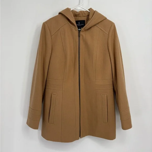 London Fog Women's Tan Hooded Walker Coat - Picture 2 of 10